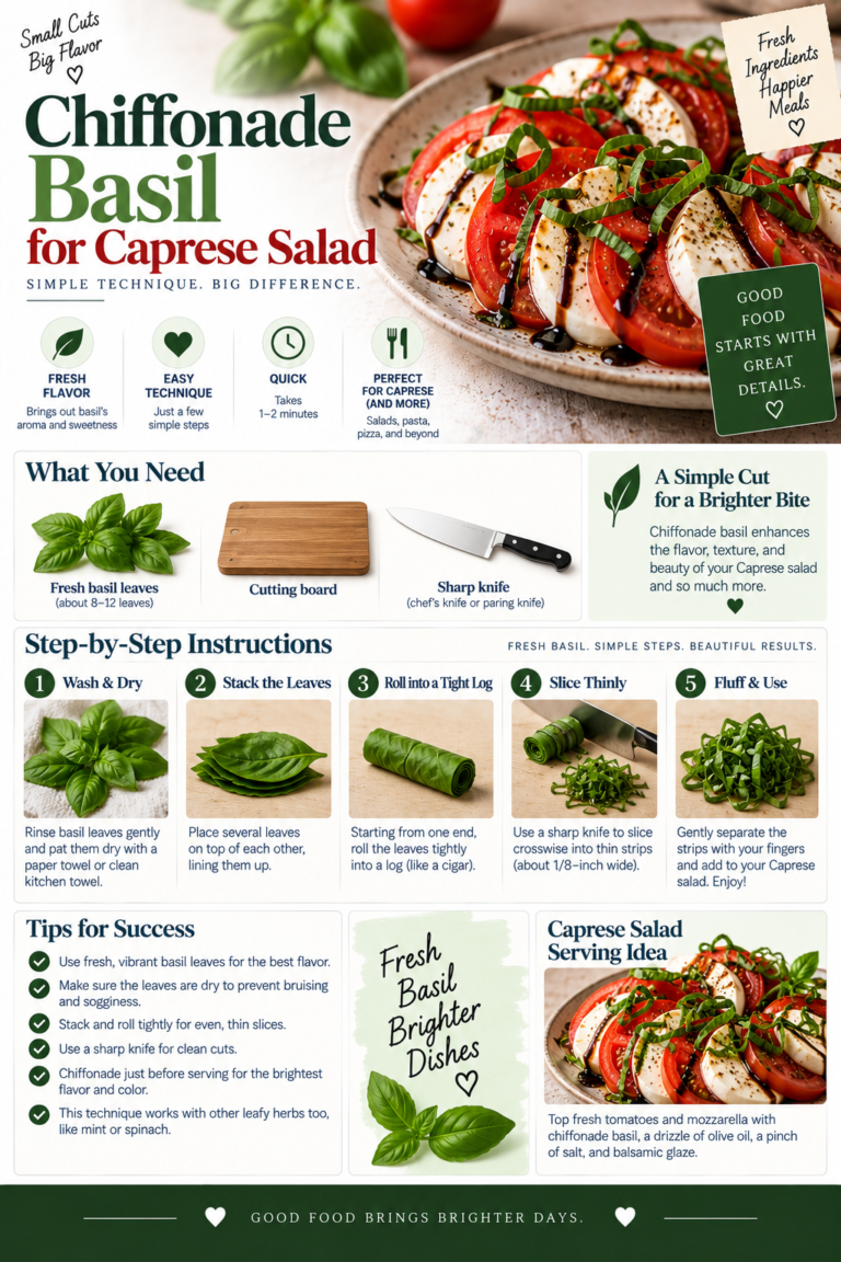 Chiffonade Basil for Caprese Salad