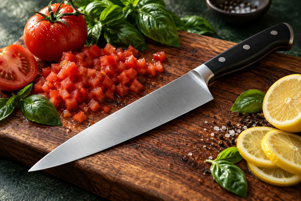 Kitchen equipment illustration for Best Chef Knives for Home Cooks