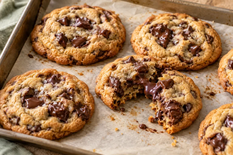 Classic Chocolate Chip Cookies on a Baking Sheet