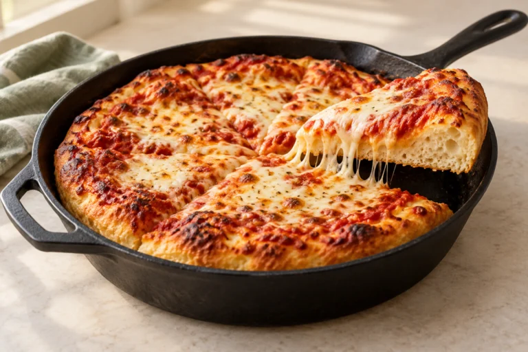 Cast Iron Pan Pizza with Thick Crust