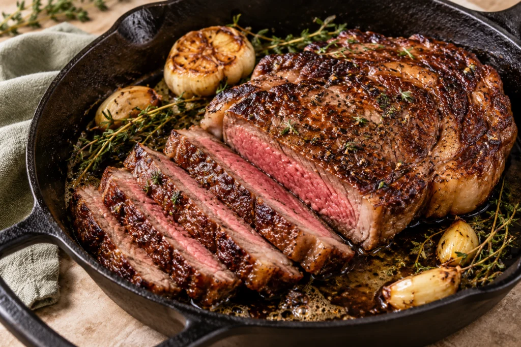 Cast Iron Seared Ribeye Steak
