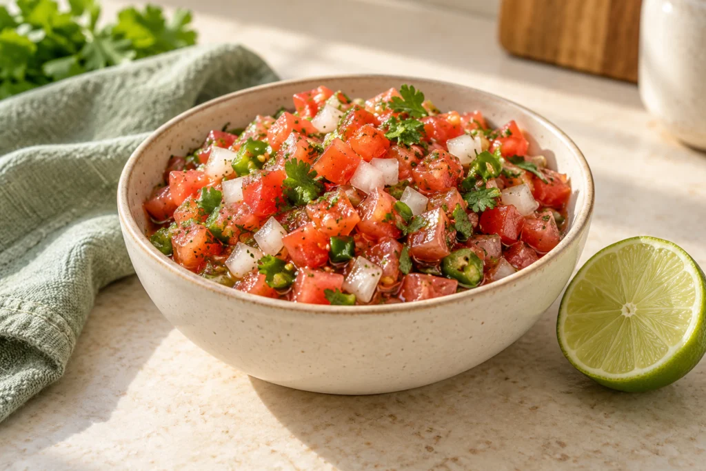 Homemade Salsa with Finely Diced Tomatoes