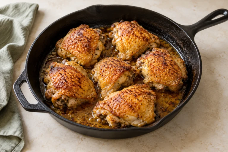 Cast Iron Skillet Chicken Thighs with Crispy Skin