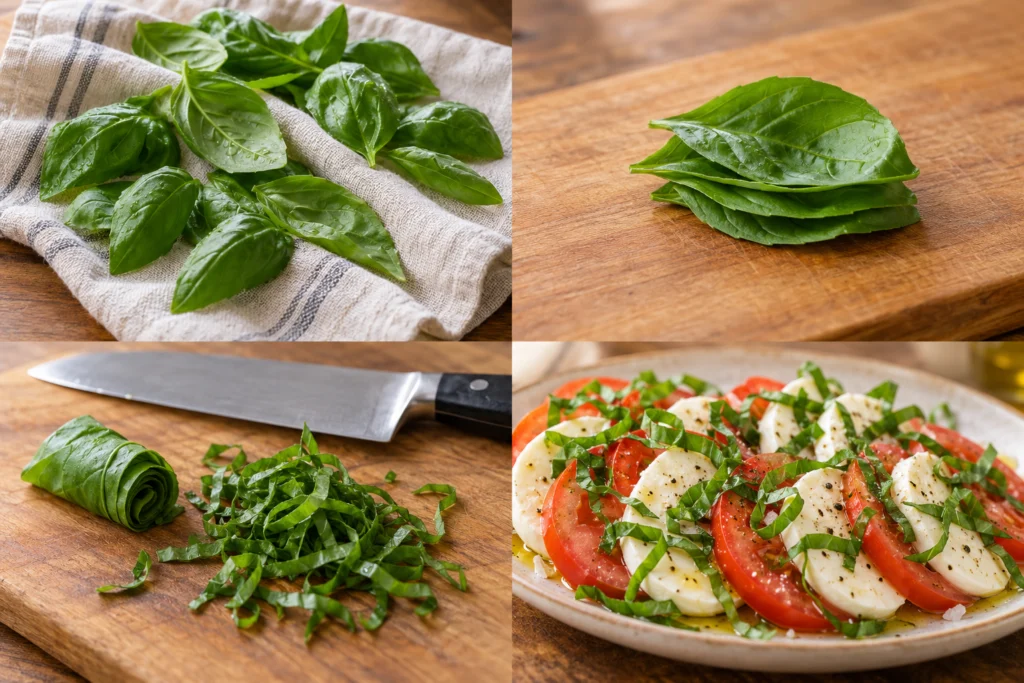 Wash and gently dry the basil leaves.