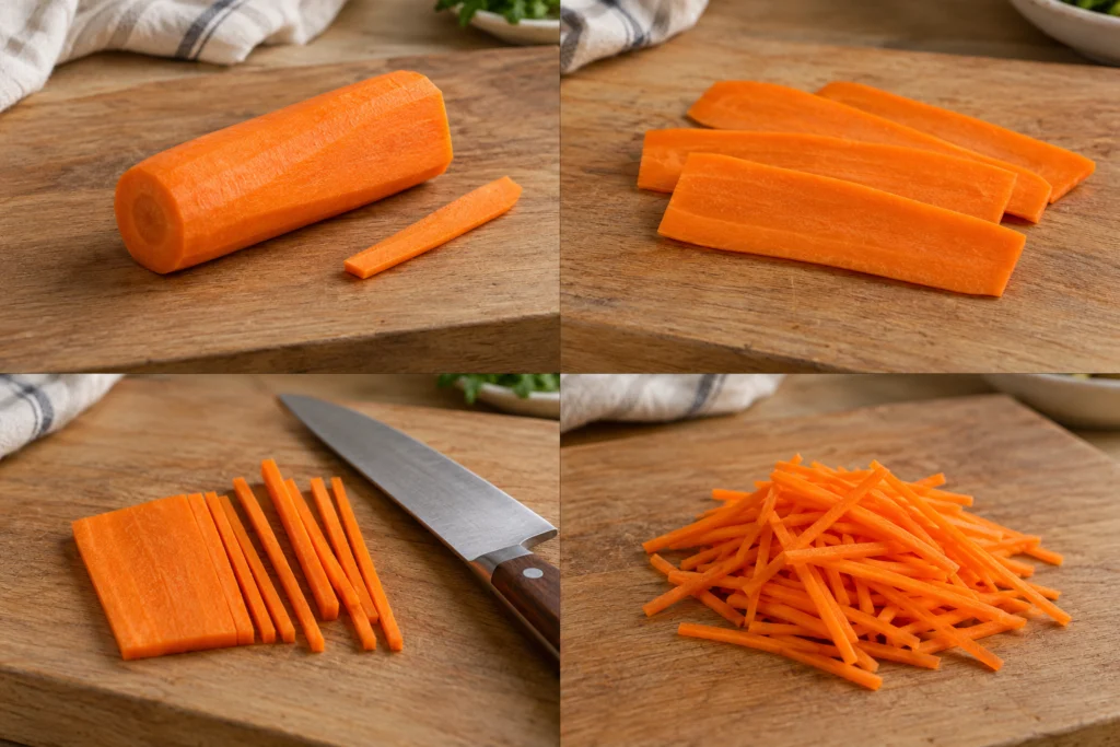 Trim a flat side so the carrot stays stable.