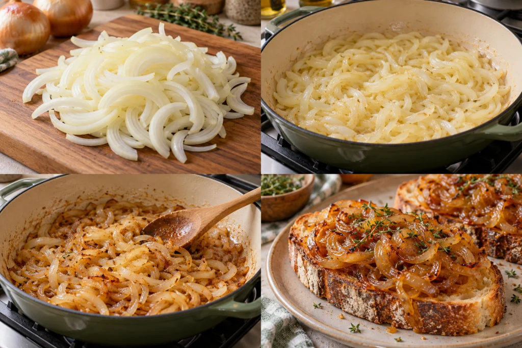 Slice the onions to a similar thickness.