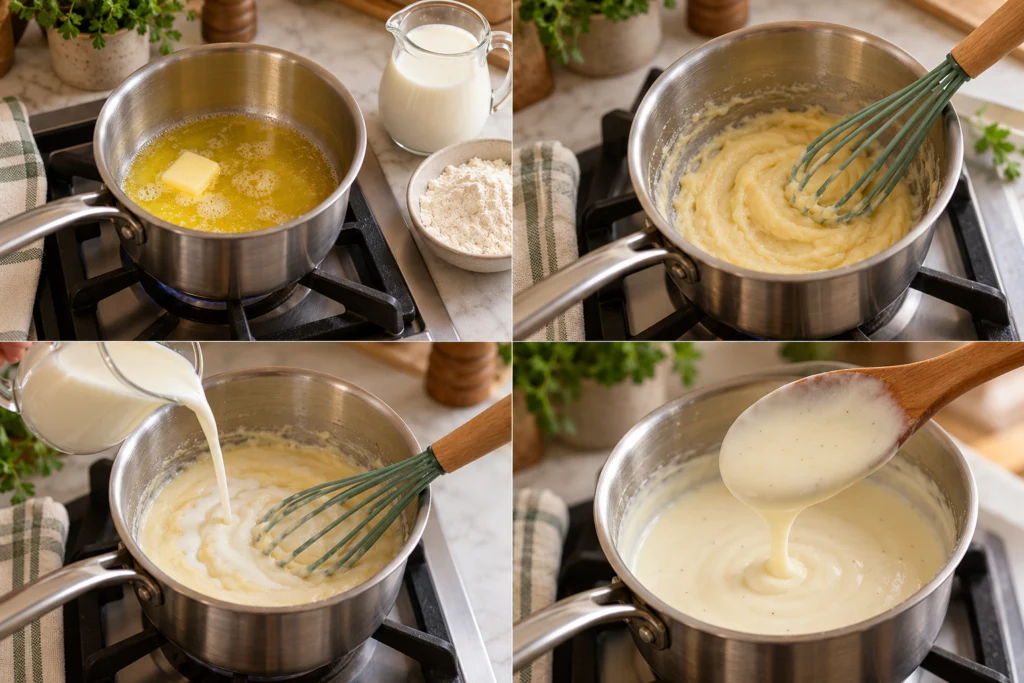 Measure the ingredients and melt the butter gently.