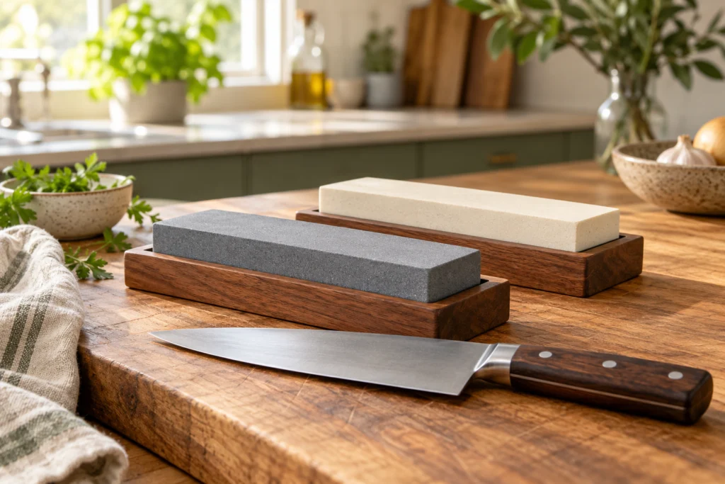 Kitchen equipment illustration for Best Whetstone Sharpening Sets
